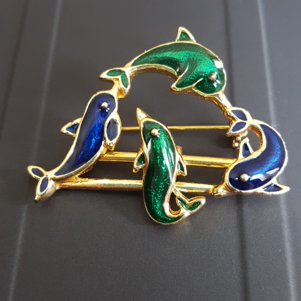 Flying Dolphin Brooch